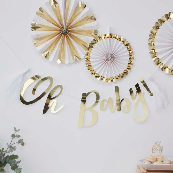 Gold 'Oh Baby', Baby Shower Bunting