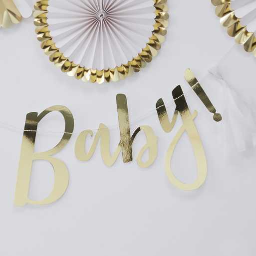 Gold 'Oh Baby', Baby Shower Bunting