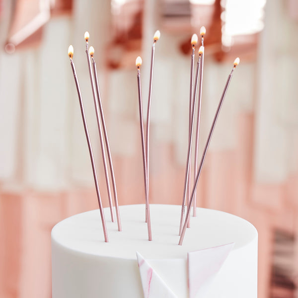 Tall Rose Gold Birthday Cake Candles